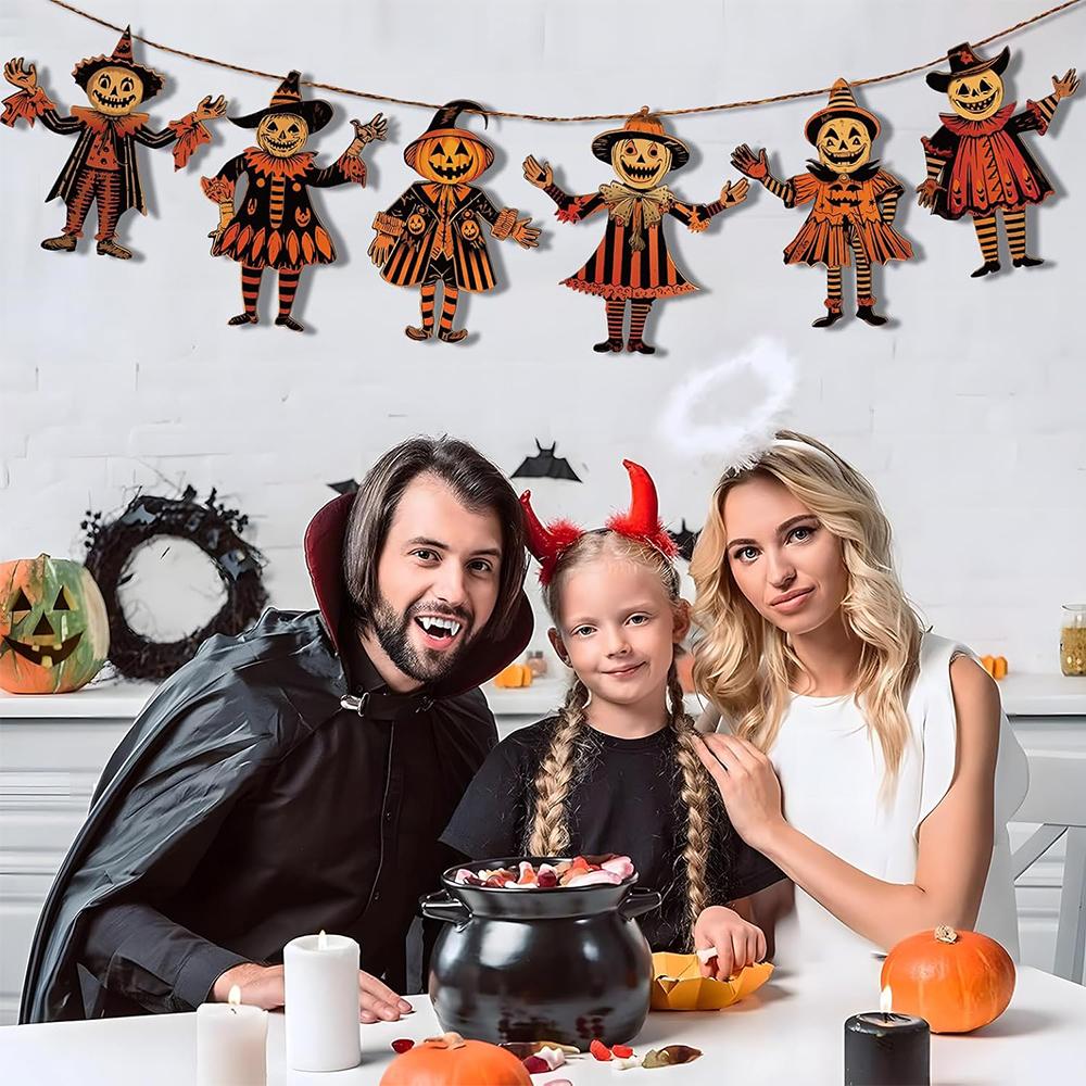 Wooden Halloween Bunting 6-piece Set