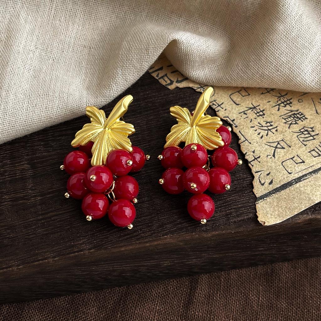 Ретро серьги с кисточками из красного агата: Роскошный китайский дворцовый стиль