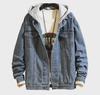 Мужская модная корейская хип-хоп джинсовая куртка - свободная, универсальная, с капюшоном