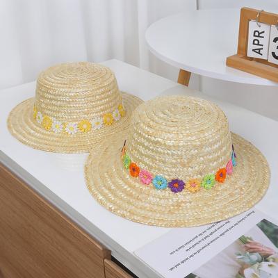 Летняя соломенная шляпа с цветком, кружевная, с плоской тульей, женская, для пляжного отдыха, для фотосессий, солнцезащитная, одежда, шляпа