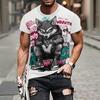 Летняя футболка с круглым вырезом, 3D-принтом забавного волка, модная, повседневная, с коротким рукавом, мужская