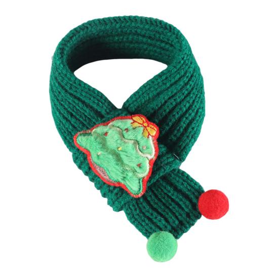 Рождественский шарф для питомца Вязаный шарф для кошки с помпоном Шарф с рождественскими елками и Санта-Клаусом Пушистая рождественская шапка со звездой на макушке для праздничной вечеринки, фотосессий