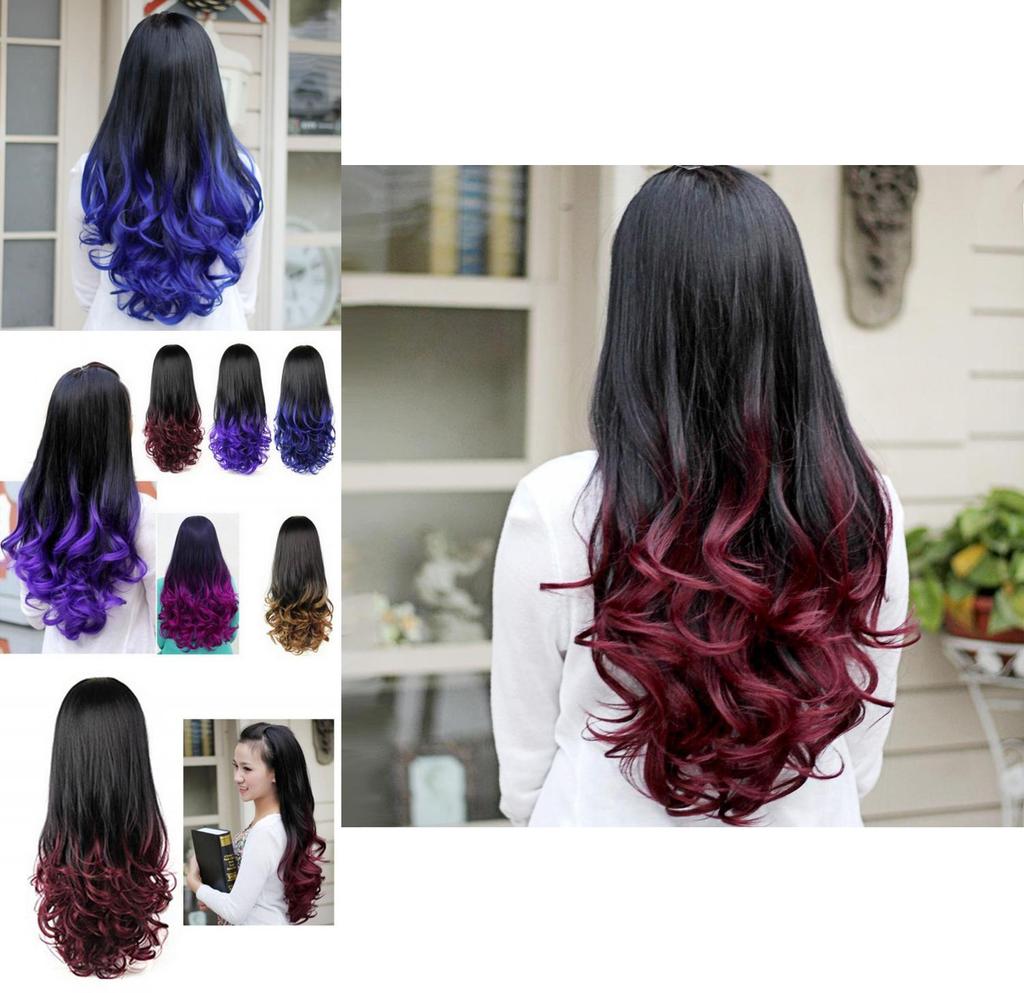 Женские длинные кудрявые волнистые полупарики термостойкие градиентного цвета премиального салонного стиля