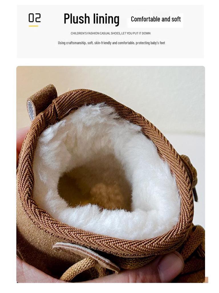 2025 Зимние плюшевые утепленные детские сноубутсы - Теплые, Универсальные, Нескользящие, Хлопковые ботинки на мягкой подошве