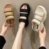 Sandals Women's Summer Wear Fashion Casual One-character Platform Sandals Student Sports Style Velcro Open-toed Sandals