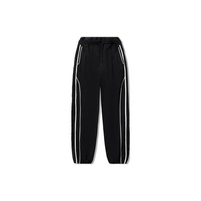 Li Ning Reignite Series однотонные свободные трикотажные спортивные брюки женские низы черного цвета AKXU108-2