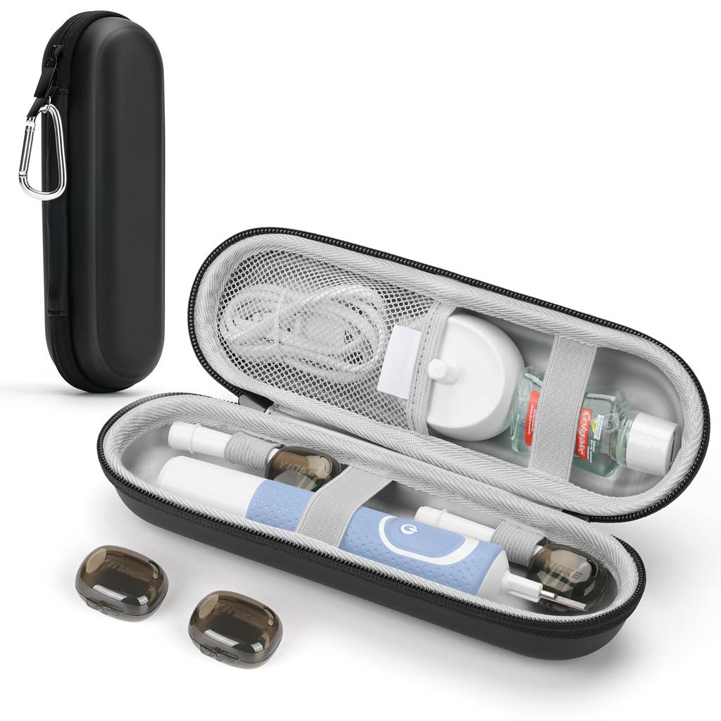 Electric Toothbrush Travel Case Compatible with Waterproof Toothbrush and Toothbrush Organizer Oral-B Pro/iO/Philips Sonicare, Case, (Black)
