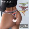 3PCS/Lot Fashion Women Cotton Seamless G-string Sexy Colorful Striped Lingerie Panties Thongs Female Underwear Intimates M-XL