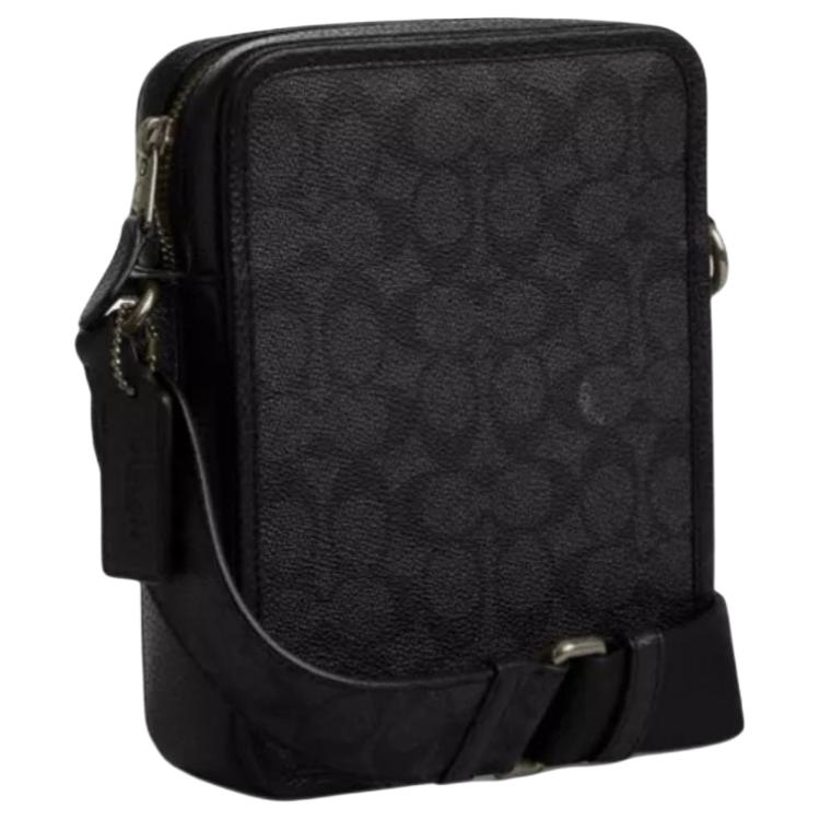 Coach Сумка через плечо Sullivan 16 Classic Print из покрытого холста, маленькая мужская сумка, черный CAT78-QBMI5