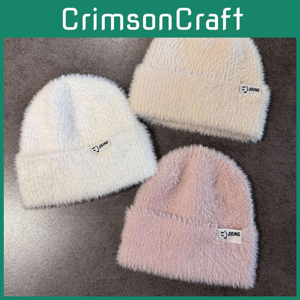 Женская вязаная шапка-бини с теплым дышащим норковым полотном для повседневной носки