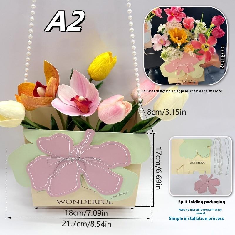 1 шт. Портативная цветочная корзина, упаковка для роз, подарочная коробка для свадьбы, дня рождения, рождественской вечеринки, букета цветов, декора