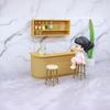 3Pcs Plastic Furniture Playing House Miniature Table Chair 1:12 Scale Dollhouse Bar Counter Scene Model Doll House Accessories