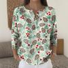 Women's Fashion Long Sleeve Christmas Snowflake Print Top Elegant Casual Top