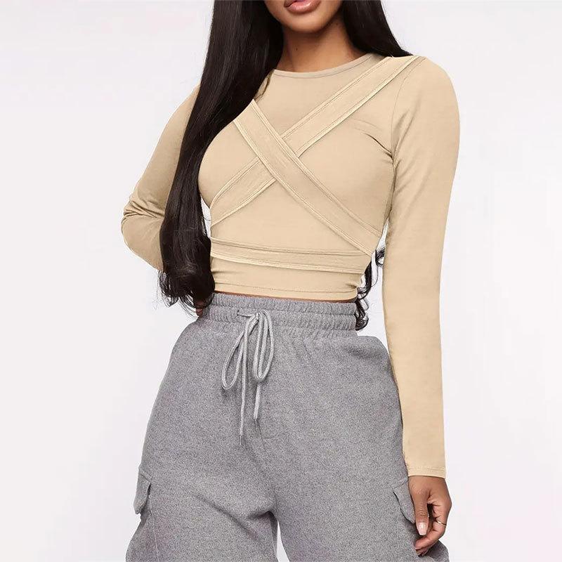 Женский летний тонкий бандажный корсет с круглым вырезом и длинными рукавами