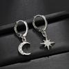 New Exquisite  Sterling   Star Moon Zircon Hoop Earrings Women Fashion Pendant Earrings Jewelry