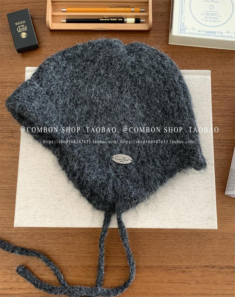 Женская вязаная шапка в корейском стиле, не раздражающая кожу, с наушниками - зимняя красная шерстяная шапка Lei Feng 2024 года
