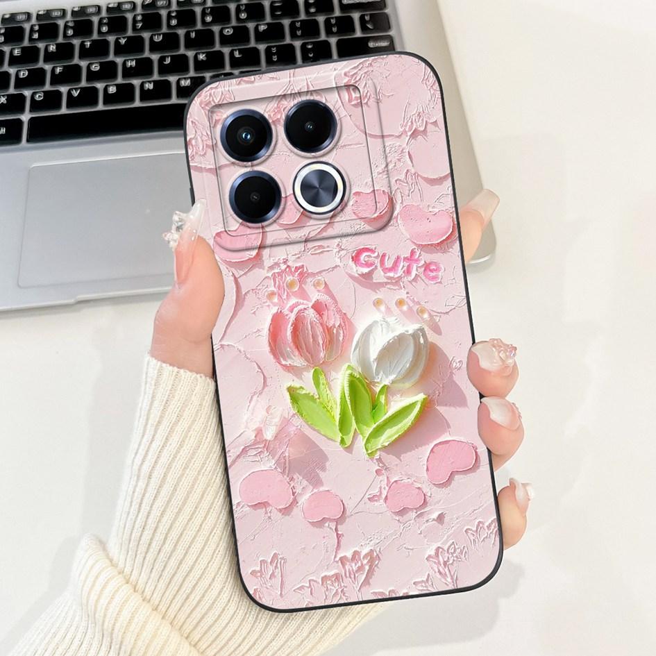For Infinix Note 40 5G Case Cartoon Rabbit Flower Anti Slip Bumper Soft Silicone Cover For Infinix Note40 X6852 X6851 Phone Case