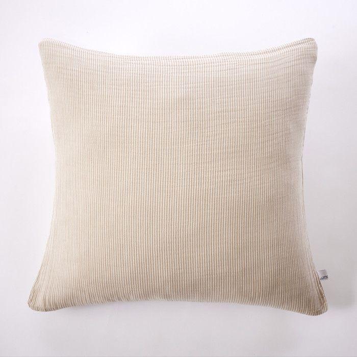 Taie d'oreiller réversible "Romie Ficelle" toutes dimensions Gaze de Coton tissée teinte l'Effet Papillon - 60x60
