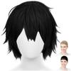 CaseEden Косплей-парик, Короткий, 30 см, Термостойкий, Черный, WIG6200