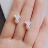 Korean Romantic Pink Cat's Eye Flower Bouquet Earrings - Elegant All-Match Design