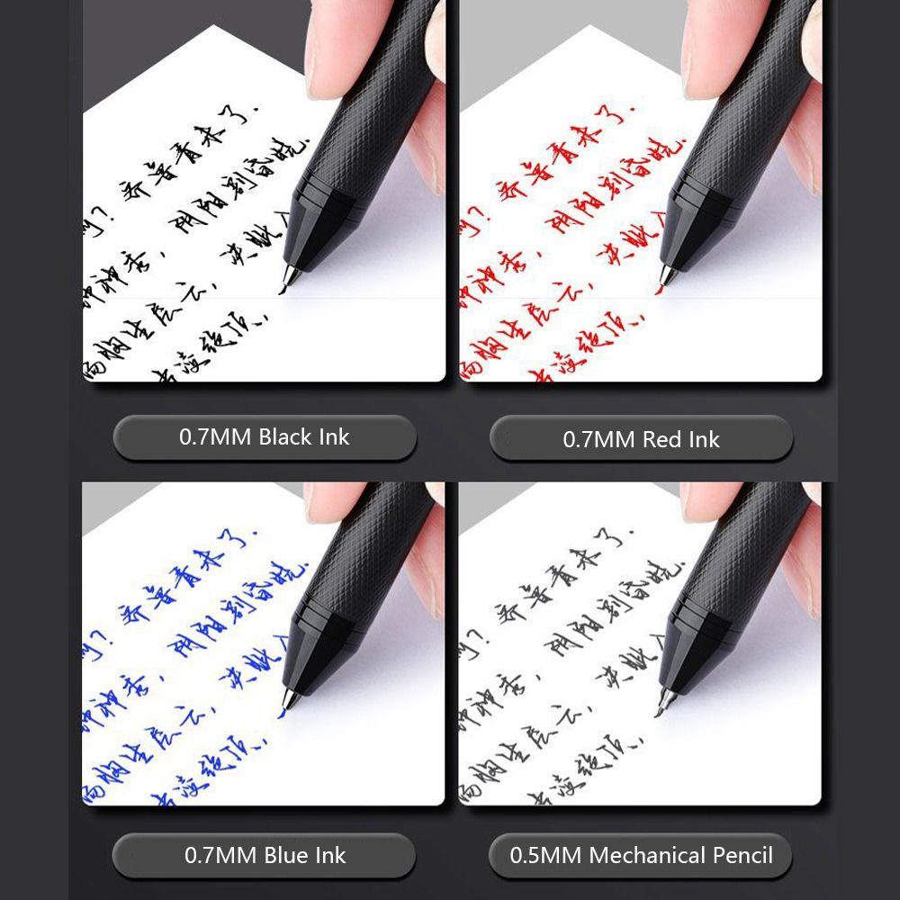 Metal Multifunction Pen 4-in-1 0.5mm Mechanical Pencil Simple 3 Color Ballpoint Pen  School Office