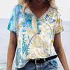 2025 Новый стиль женская футболка летняя футболка с цветочным принтом женская одежда большой размер дизайнерская футболка с коротким рукавом и V-образным вырезом блузка