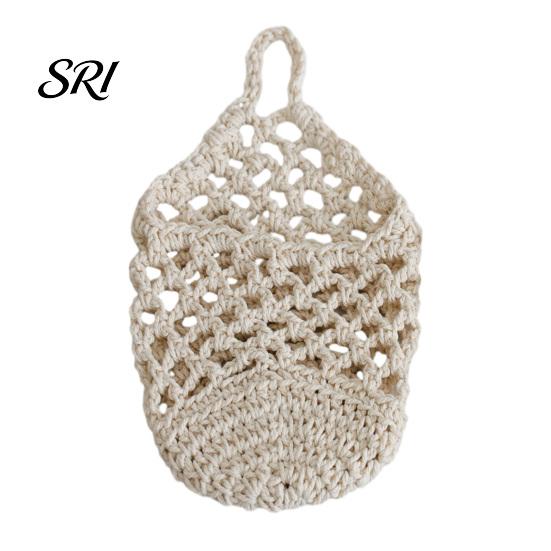 Herb Hanging Basket Storage with Handle Wall Plant Baskets Cotton Rope Hanger Hand-Woven Planters for Fruits Plants Multi-use