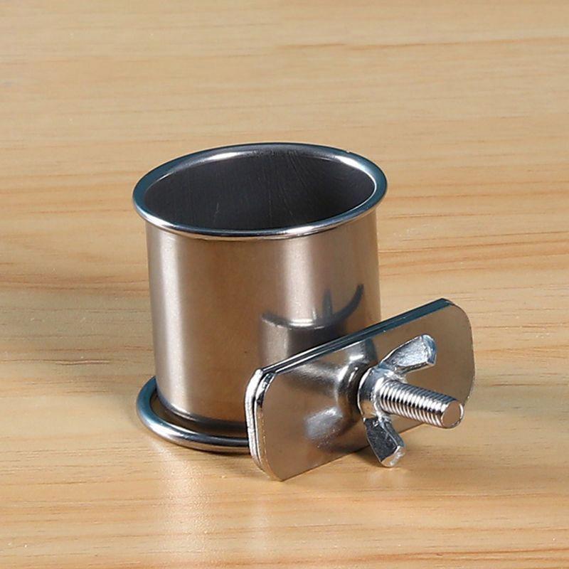 Подвесная миска-клетка для домашних птиц, не переворачивающаяся, из нержавеющей стали, для кормления, еды, питья, кормушка, миска с зажимом, поилка для воды, чашка для клетки