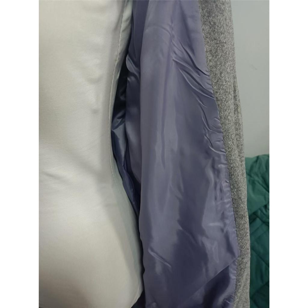 Women's Gray Long Sleeve Winter Woolen Coat