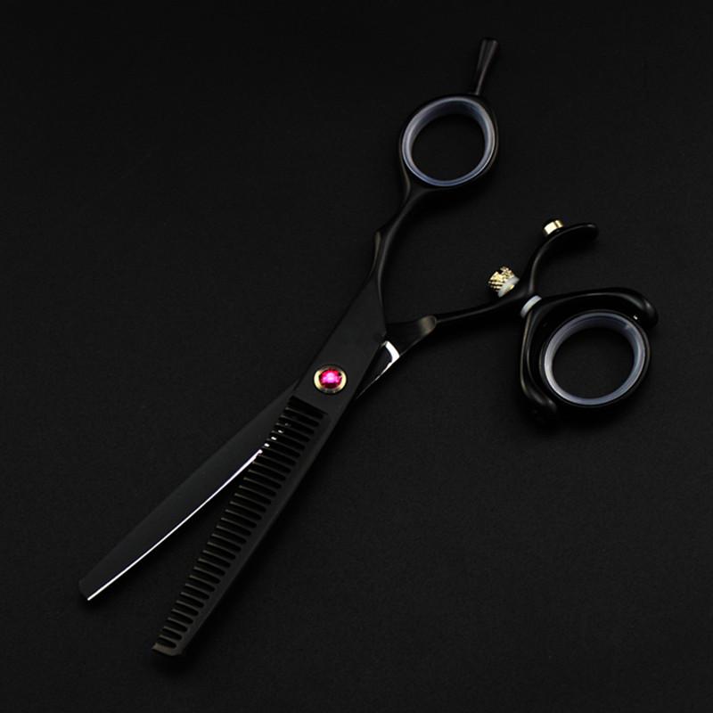 Professional Steel 6 '' Rotate Black Cut Hair Scissors Haircut Scissor Thinning Barber Cutting Shears Hairdresser Scissors