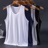 Мужская сетчатая майка, летняя майка, однотонная, с круглым вырезом, без рукавов, облегающая, для фитнеса, для спортзала, уличная одежда