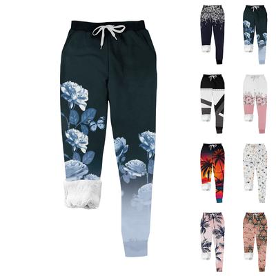 Женские повседневные модные домашние плюшевые спортивные штаны с рождественским принтом