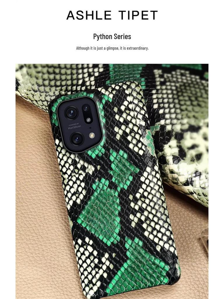 Защитный чехол для OPPO A2 из натуральной кожи с рисунком под кожу питона