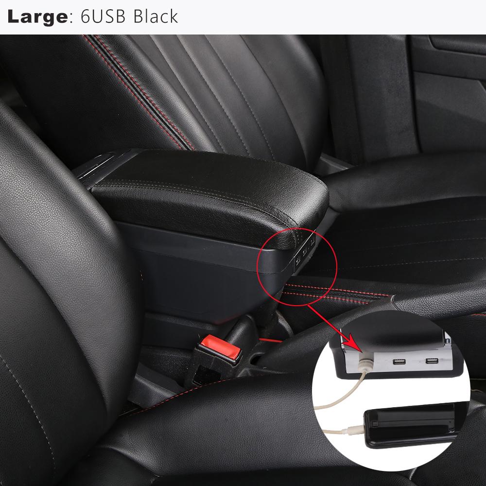 Автомобильный подлокотник, двухслойная передняя центральная консоль, черная кожа с USB-портами для зарядки для Ford Focus 2 Mk2