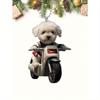1 шт. Милое акриловое украшение для автомобиля с рисунком белой собаки, едущей на велосипеде, можно использовать как автомобильный талисман или украшение для рождественской елки