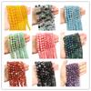 40PCS Natural Stone Beads Blue Tiger Eye Agate Turquoise Rose Quartz Lapis Jade Opal Round Loose Beads for Jewelry Making DIY Bracelet 8MM