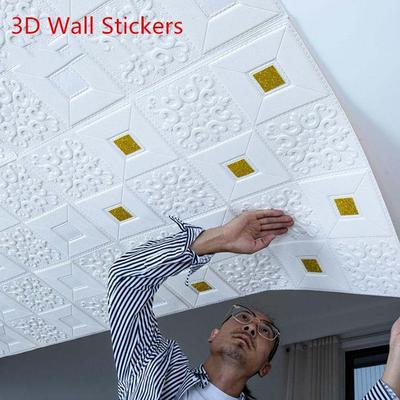 1/5/10 шт. 3D стикер на стену стерео потолочная панель декор крыши пенопластовые обои самоклеящиеся водонепроницаемые украшения