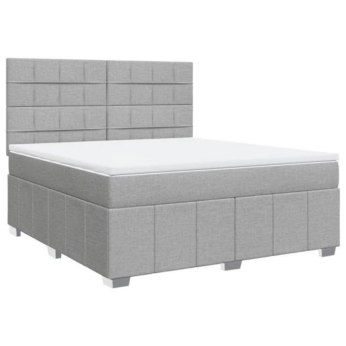 VidaXL Sommier à lattes de lit avec matelas Gris clair 180x200cm Tissu, lit, lit à plate-forme, lit à panneaux 3294047
