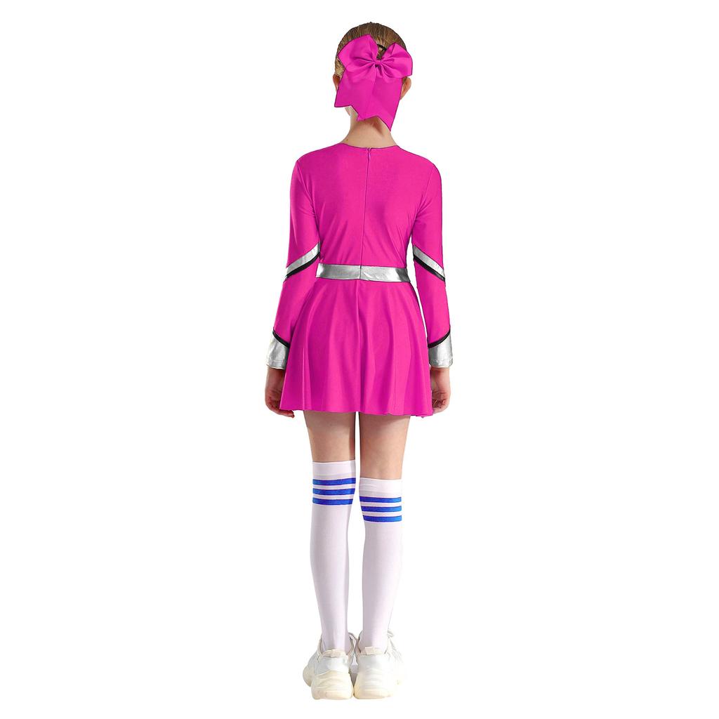 Костюм лидера группы поддержки для девочек с длинным рукавом, танцевальное платье для черлидинга, наряд на Хэллоуин