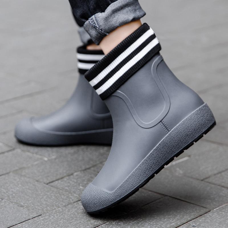 2025 новые уличные дождевые ботинки мужская верхняя одежда флисовые нескользящие резиновые сапоги женская мягкая подошва водонепроницаемая обувь износостойкая резиновая обувь tide