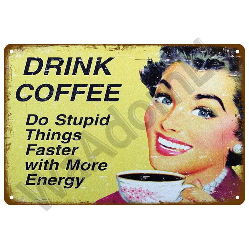 Винтажная жестяная табличка, металлическая пластина, настенные художественные постеры, металлическая табличка, ретро-декор, кофе для кухни, бара, кафе, комната, ретро-железная живопись