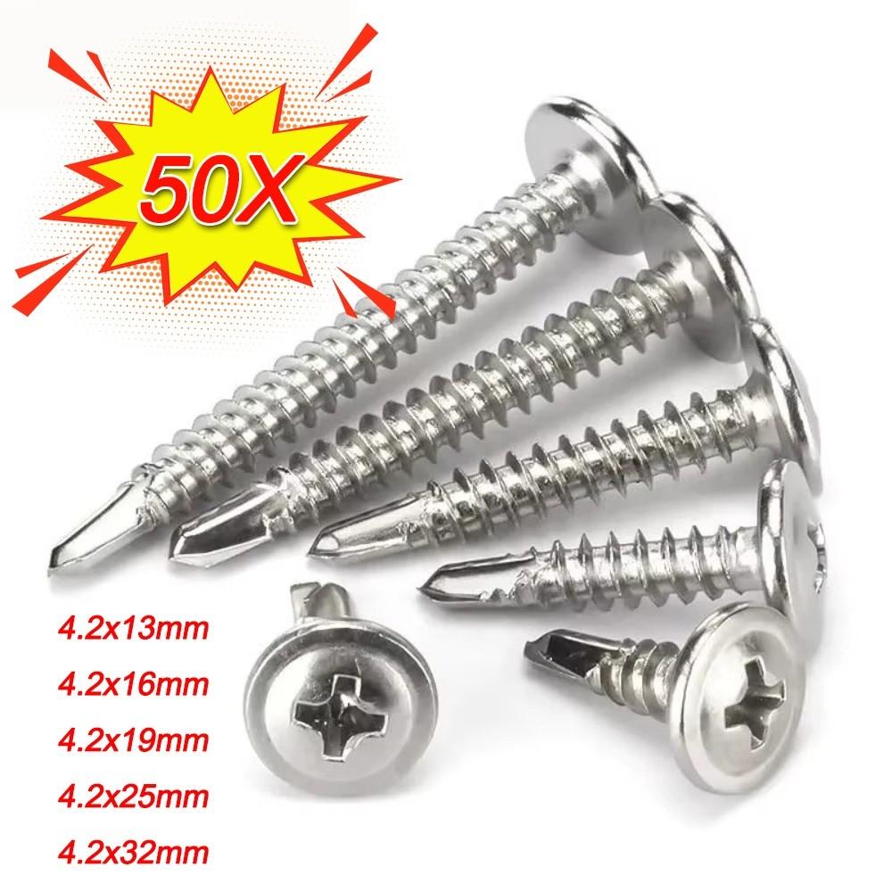 50PCS Flat Head Self Drilling Screws Stainless Steel Wood Framing Screw  for Wood Sheet