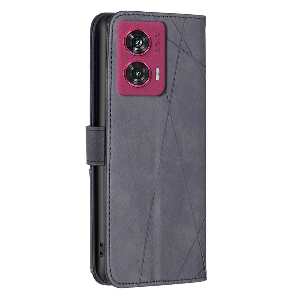 BINFEN COLOR For Motorola Edge 50 Fusion 5G Phone Cases Wallet Stand Geometry Imprint Leather Cover
