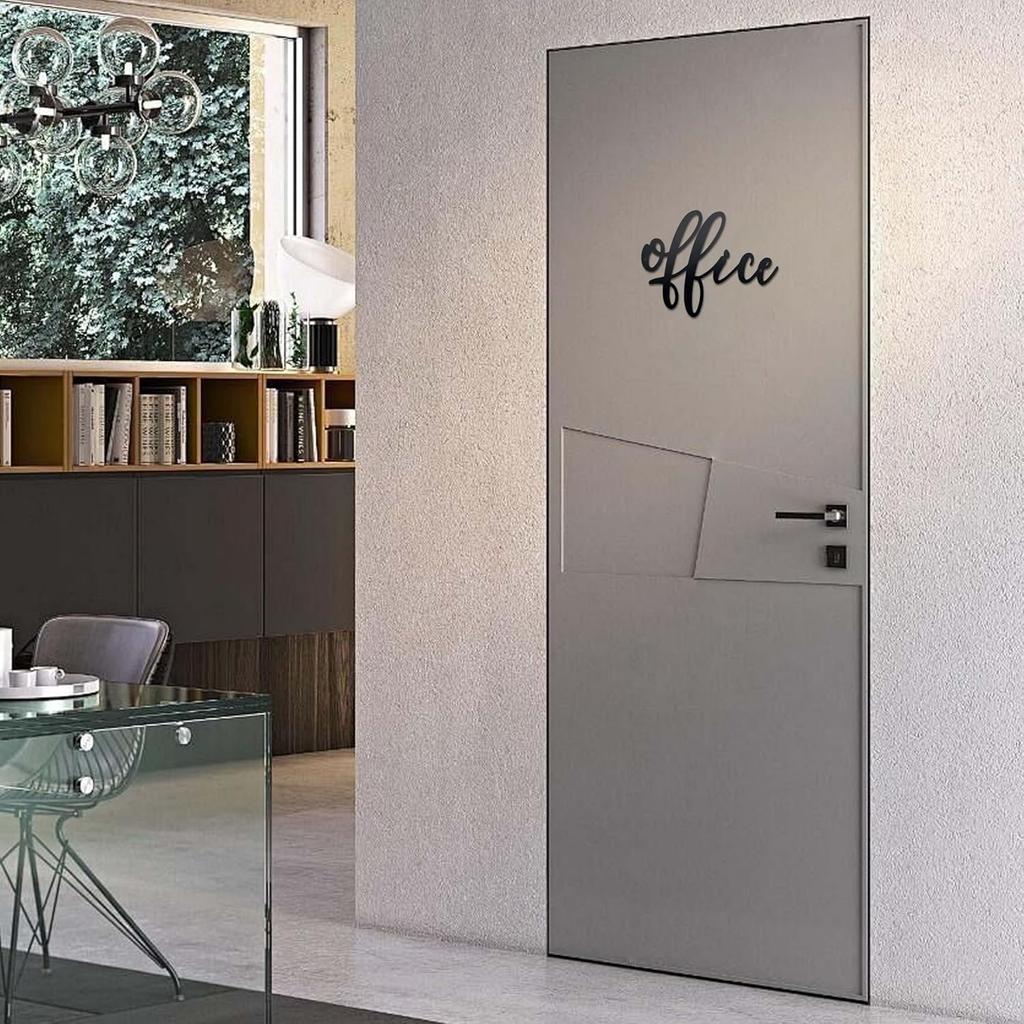 Металлическая табличка на дверь офиса для дома и бизнеса – Художественное настенное украшение с современным шрифтом | Черные офисные таблички для стен, 9" x 7"