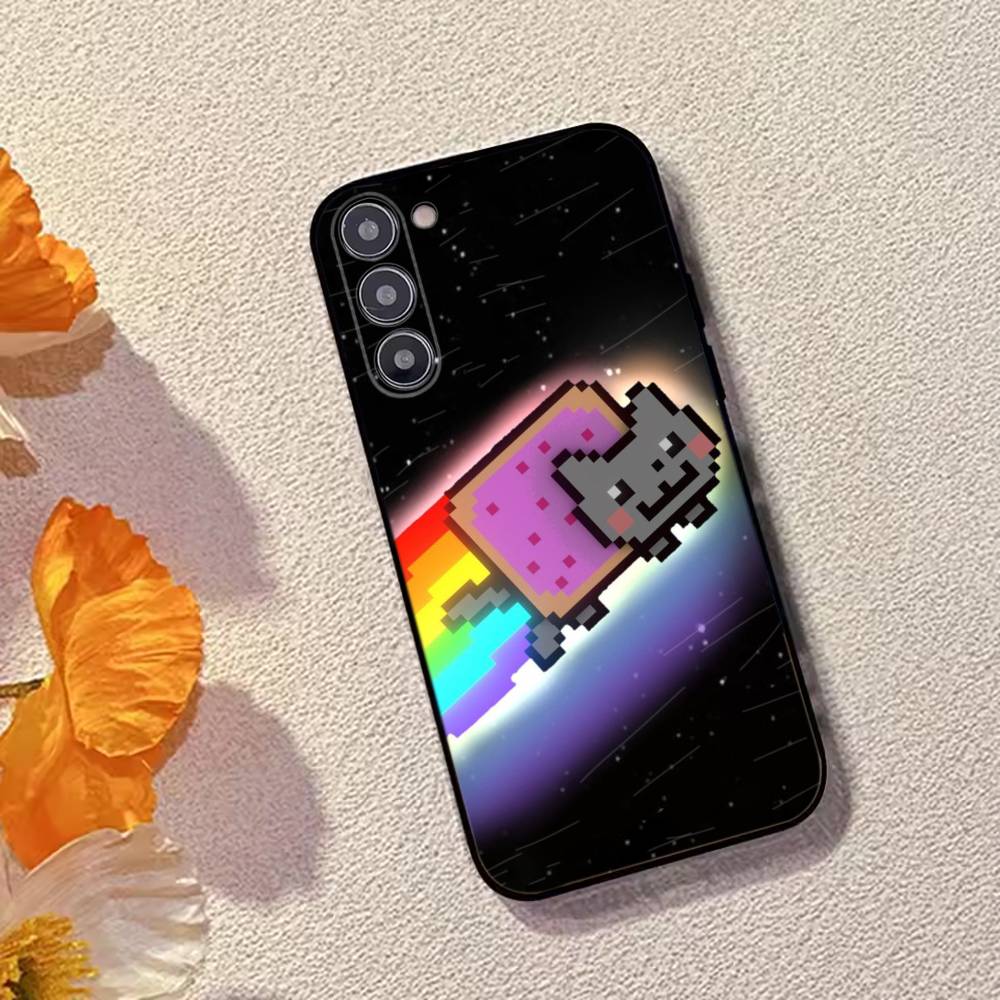 Милый Чехол-Телефон Кот N-Nyan Силиконовый Мягкий Для Samsung Galaxy A73,A72,A71,A70,A53,A52,A51