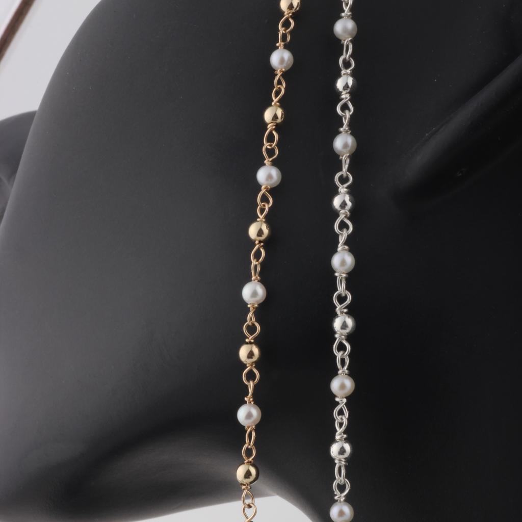 14K Gold Filled/S925 Silver Wire Beaded Pearl & 14K Gold Filled/S925 Silver Beads Two Tone Chain DIY Permanent Jewelry Findings
