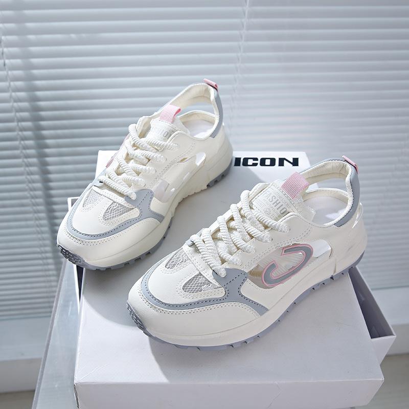 Спортивные сандалии, женская верхняя одежда, летние универсальные туфли на плоской подошве, белые повседневные туфли, белые римские летние универсальные открытые туфли на плоской подошве для спорта