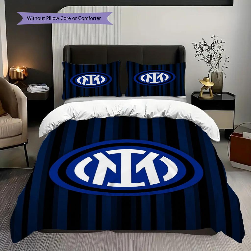 Inter Milan Emblem Background Bedding (1 * duvet cover + 2 * pillowcase, without core) Bedding set Duvet cover and pillowcase Christmas birthday gift