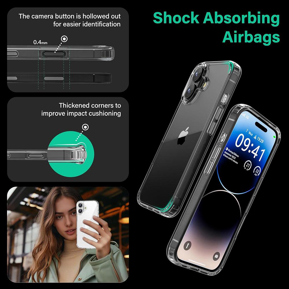 Ударопрочный чехол военного класса для iPhone 16E 16 15 14 13 12 11 Pro Max Plus Mini Гибридный Жесткая Крышка Прозрачный Силиконовый Мягкий Корпус