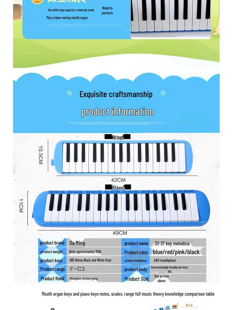 Meodica 37-Key Harmonica: Beginner Mouth Organ for Kids & Adults